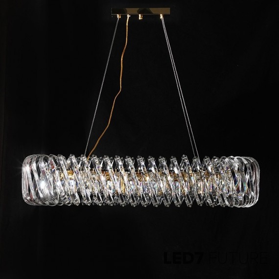 Loft Industry Modern - Spiral Glass Oval Chandelier